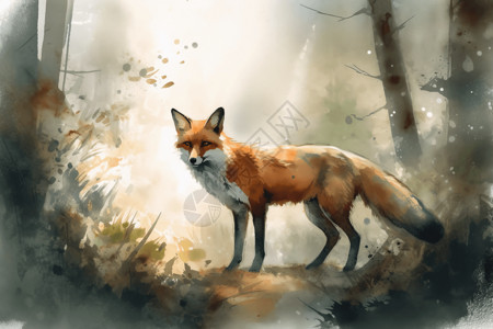 树林中的可爱狐狸图片