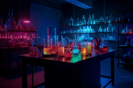 化学实验室中溶液瓶图片