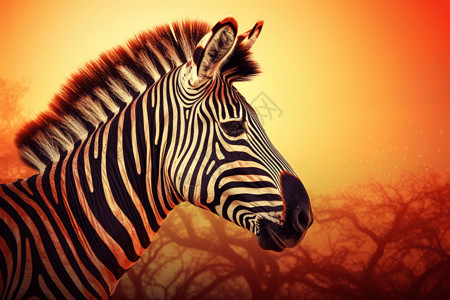 非洲斑马大草原的斑马插画