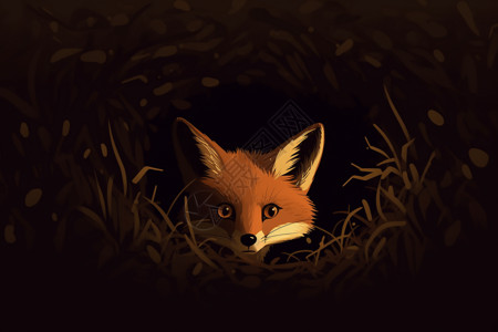 可爱的小红狐狸插画