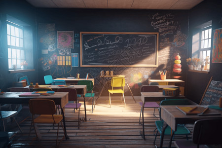 空无一人的教室背景图片