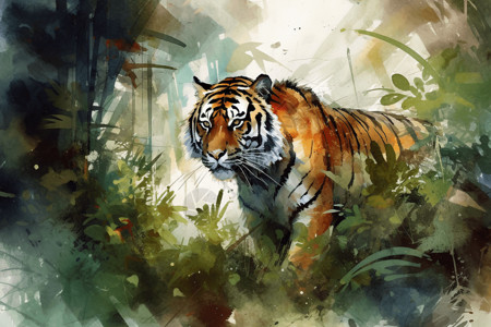 老虎在丛林中图片