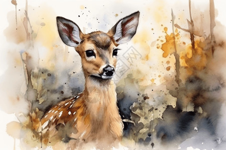 像小鹿一样温柔森林中一只母鹿插画