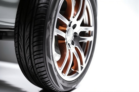 汽车轮辋白色背景下展示汽车时尚的轮辋和轮胎背景