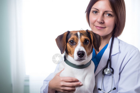 动物的福利兽医抱着小狗背景