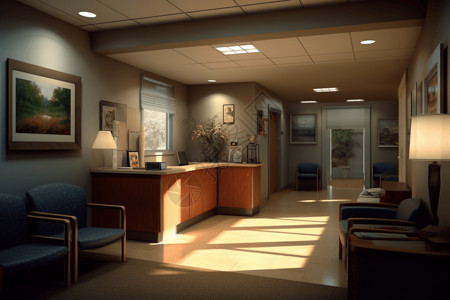 诊所走廊内的患者咨询台背景