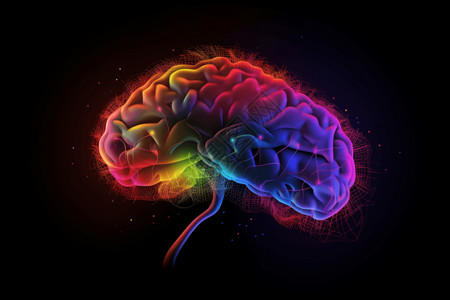 前脑彩色的人脑结构视图设计图片