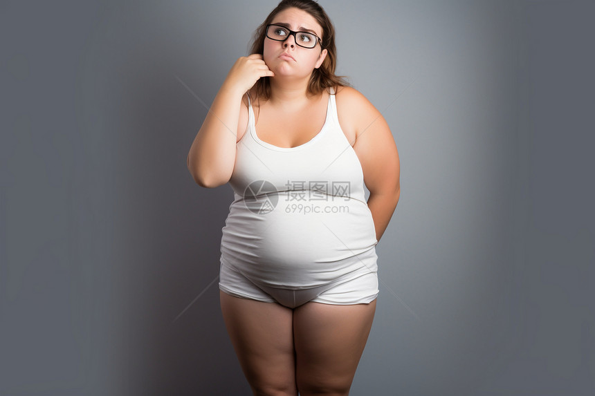 肥胖而焦虑的女人图片