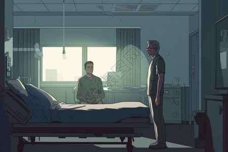 在病房内的患者和医师背景图片