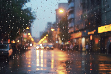 雨中的城市车水马龙高清图片