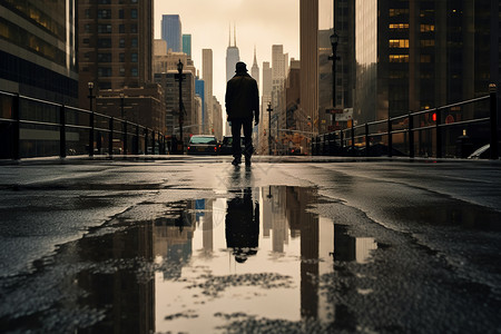 一个人独自站在雨中高清图片