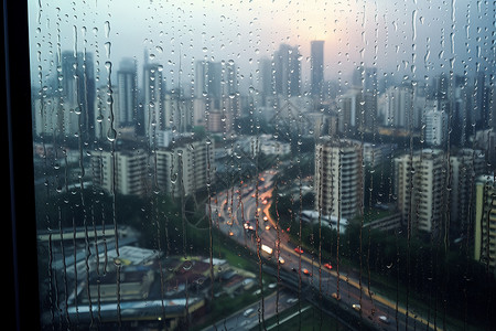 大雨覆盖整座城市高清图片