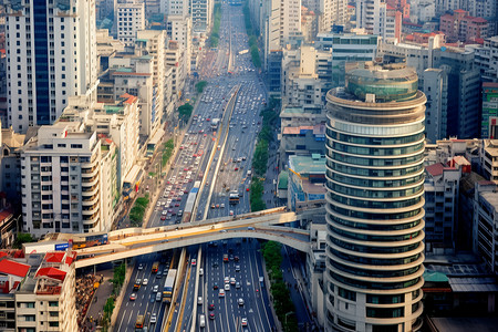 城市交通流量鸟瞰图背景