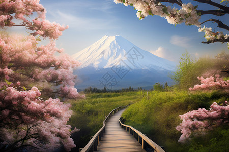 富士山风景名胜照片背景图片