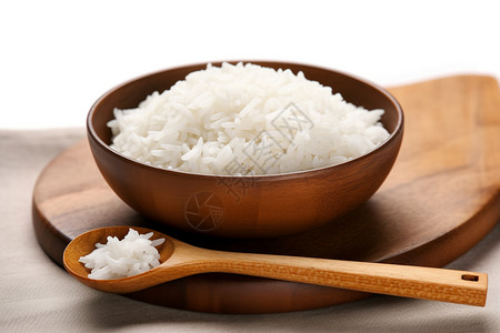 大汤勺一碗主食米饭的图背景