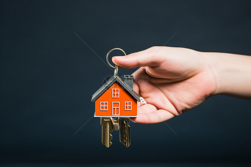 房子模型和钥匙的二合一图片