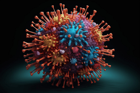 彩色病毒细胞的模型背景图片