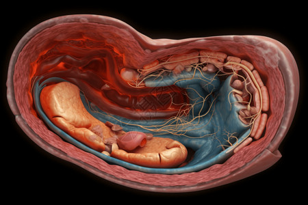 胃消化胃溃疡的医学插图设计图片