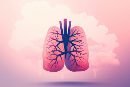 右肺健康肺部的颜色插画