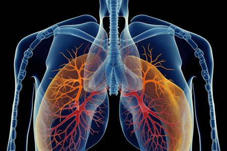 左呼吸系统和肺部的示意图设计图片