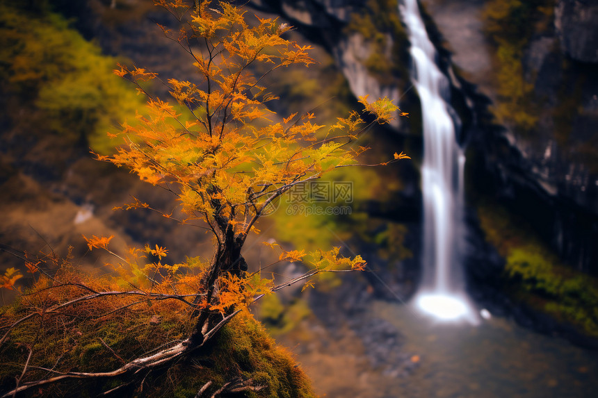 秋天的流水瀑布图片