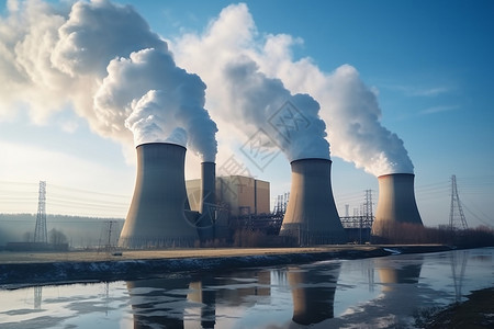 燃煤的风力涡轮机工厂高清图片