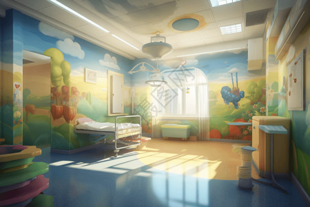 五颜六色的的儿科病房插画