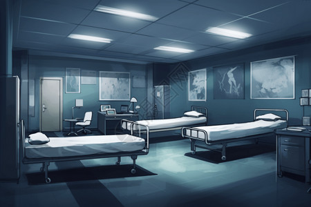 睡眠障碍诊所的一间病房插画