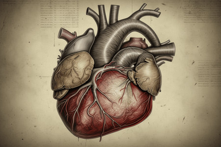 人体解剖学人类心脏解剖模型示意图插画