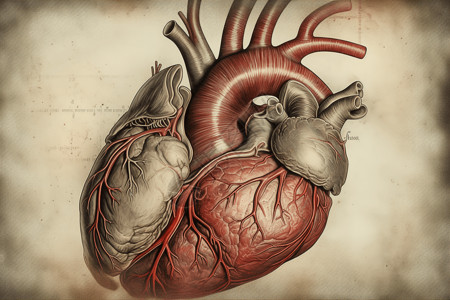 人体解剖学人体心脏解剖模型示意图插画