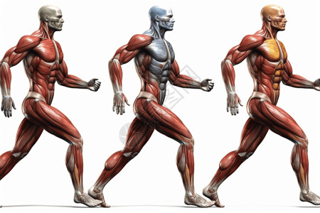 人体肌肉系统人体不同类型的肌肉插画