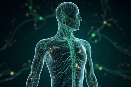 人类身体人类淋巴系统的透视图设计图片