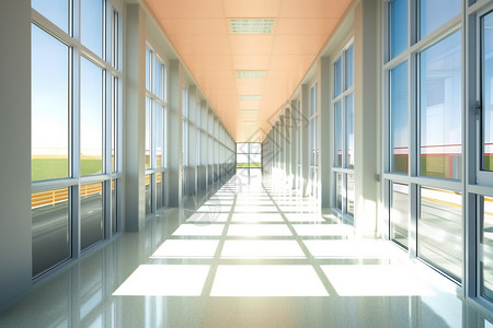 学校室内明亮的走廊背景图片