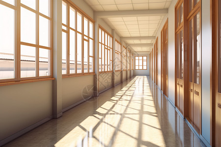 学校室内的走廊图片