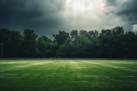 阴天天气下的足球场图片
