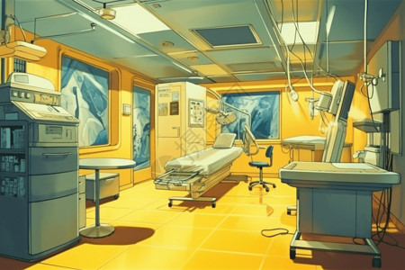 颜色和复制空间内窥镜室的科室插画