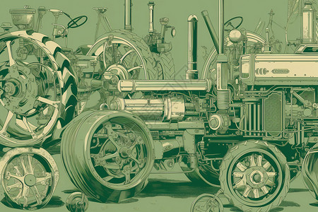 工业农业绘画的工业设备插画