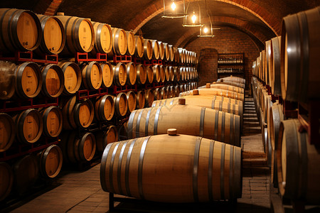 木质酒桶酒庄的酒窖设计图片
