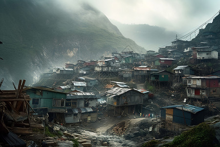 摧毁的建筑物背景图片