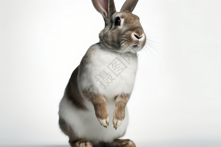 后腿站立的兔子图片