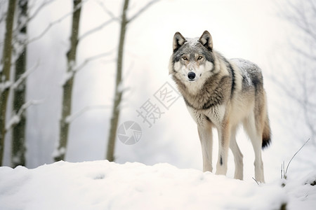 冬天雪地上的狼图片