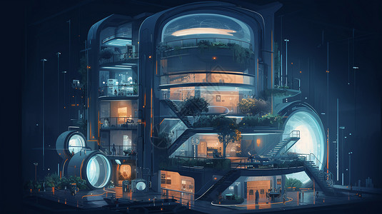 未来的创新中心建筑背景图片