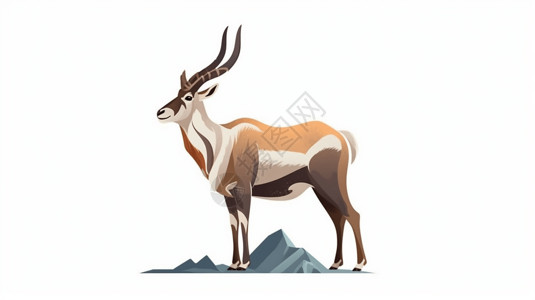羊角号野生的动物藏羚羊插画