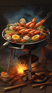美味的海鲜烧烤图片