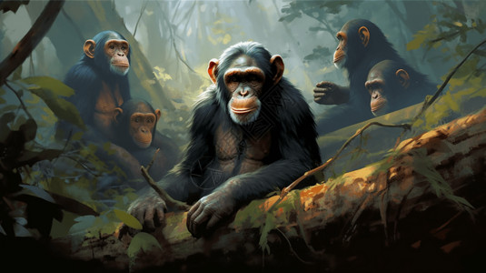 森林里的动物黑猩猩图片