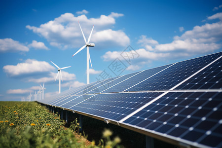 风能和太阳能发电背景图片