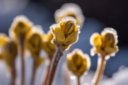 立冬时节霜花多冬季里的花朵背景