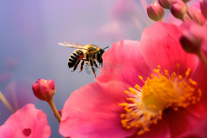 蜜蜂采花蜜图片