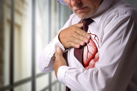 咳嗽打喷嚏心脏疾病的男性设计图片