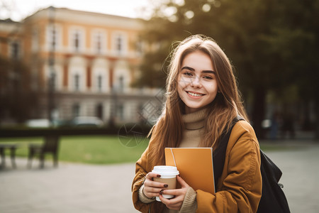 大学校园里的女学生图片